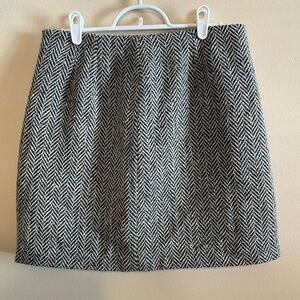 Herringbone Classic Tailored Wool Skirt